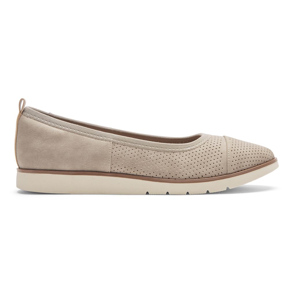 Rockport Stacie Perforated Flat - Womens Ballet - Beige - NZ (AKQ-298147)